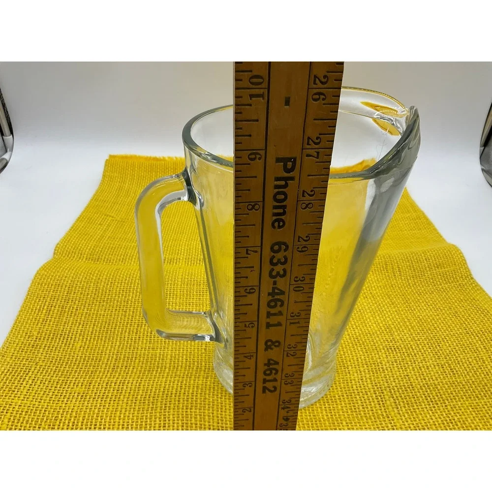 Vintage Glass Pitcher Clear Heavy Tapered Water Juice Carafe Serving MCM